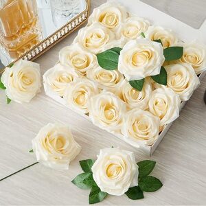 16 Count Champagne Silk Roses 4 Inch Heads & Stems Wedding Bouquet Flowers New